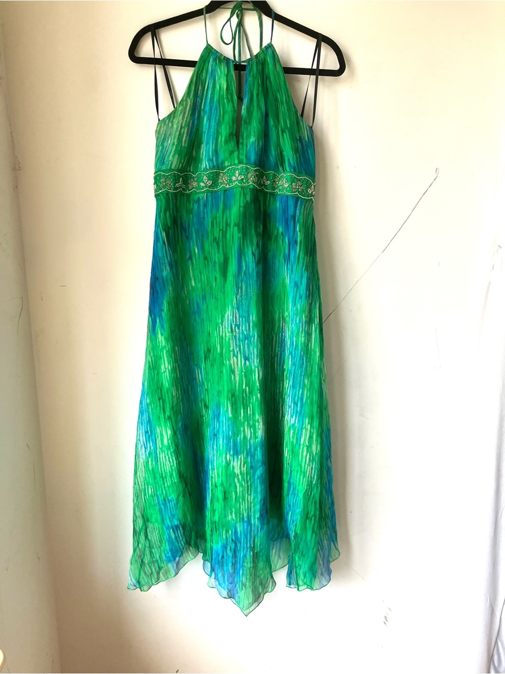 Laundry By Shelli Segal Green and Blue Halter Girls Formal Dress